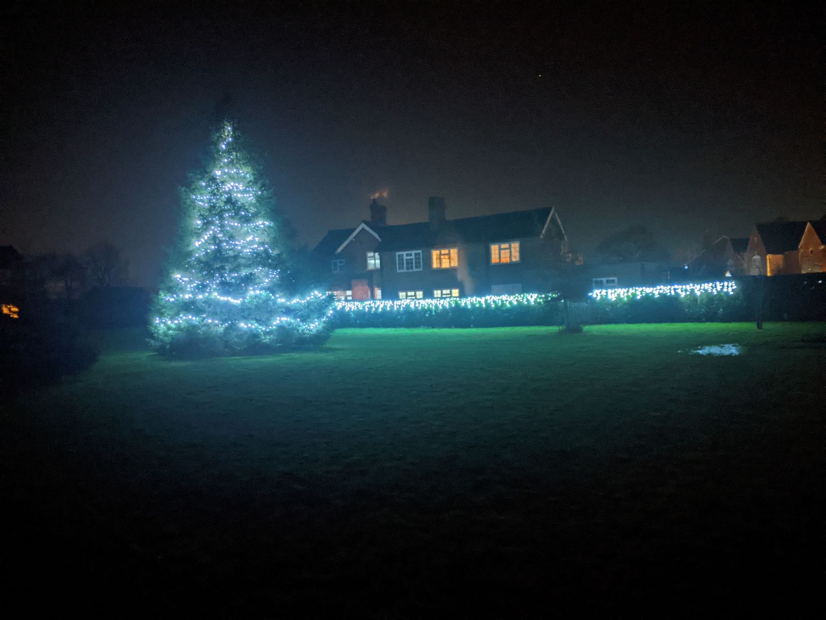 Christmas lights on the village green, December 16th